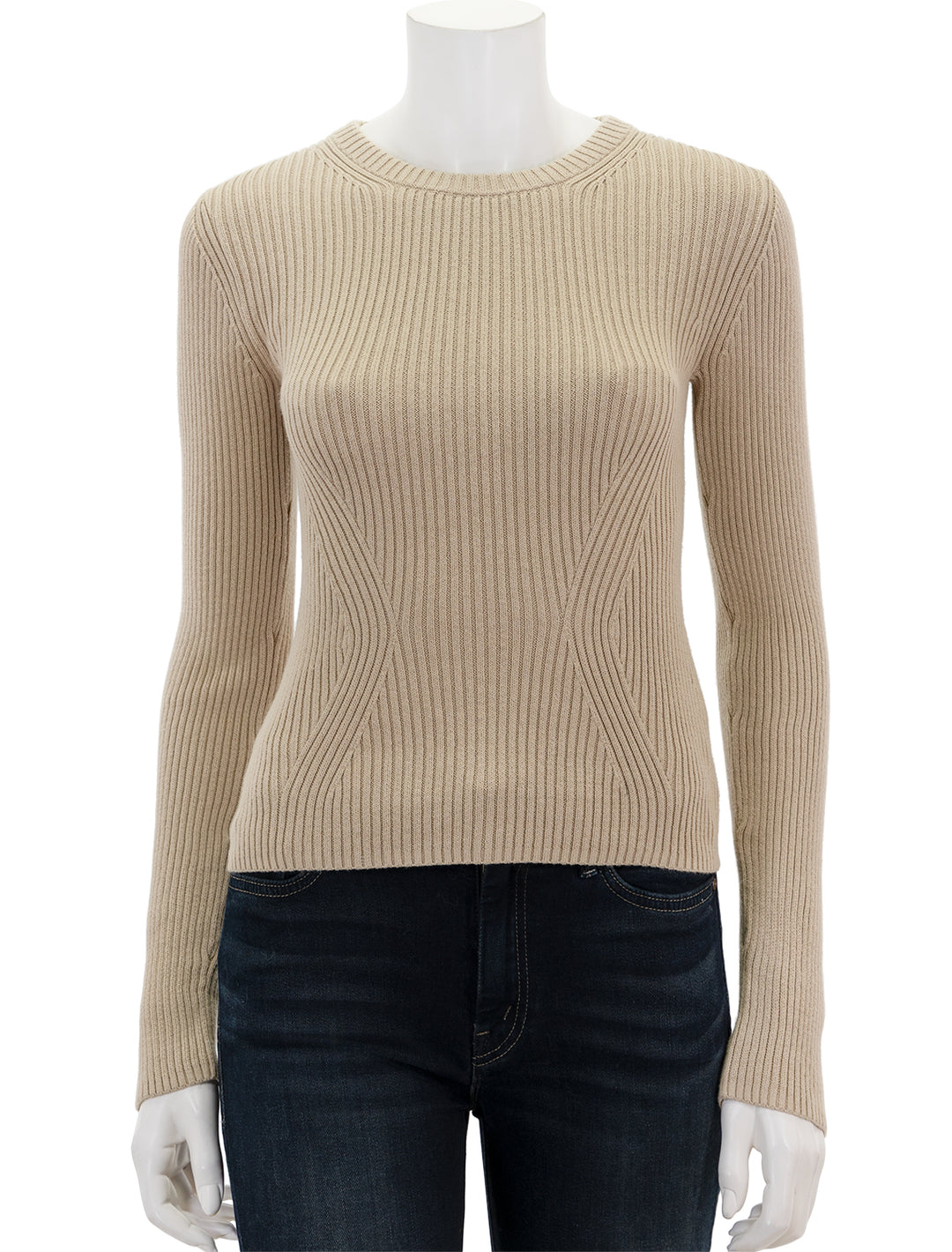 Front view of Nation LTD's lara ribbed sweater in paper bag.