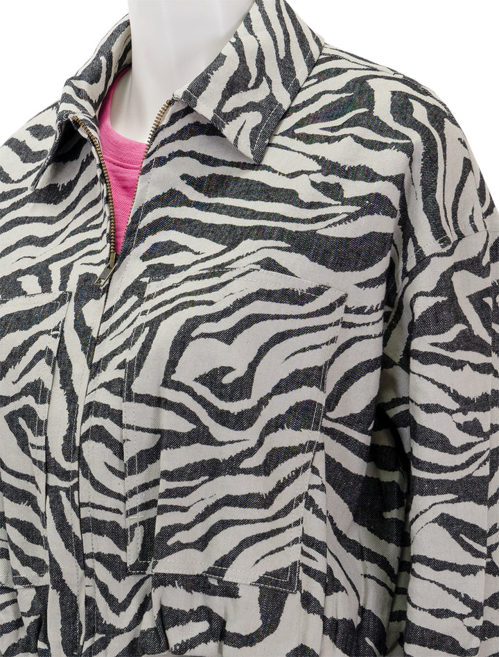 Close-up view of Ulla Johnson's Ariele Jacket in Zebra.