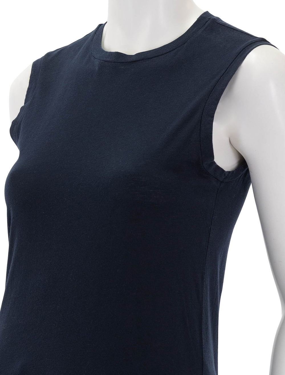 Close-up view of Nili Lotan's muscle tee in navy.