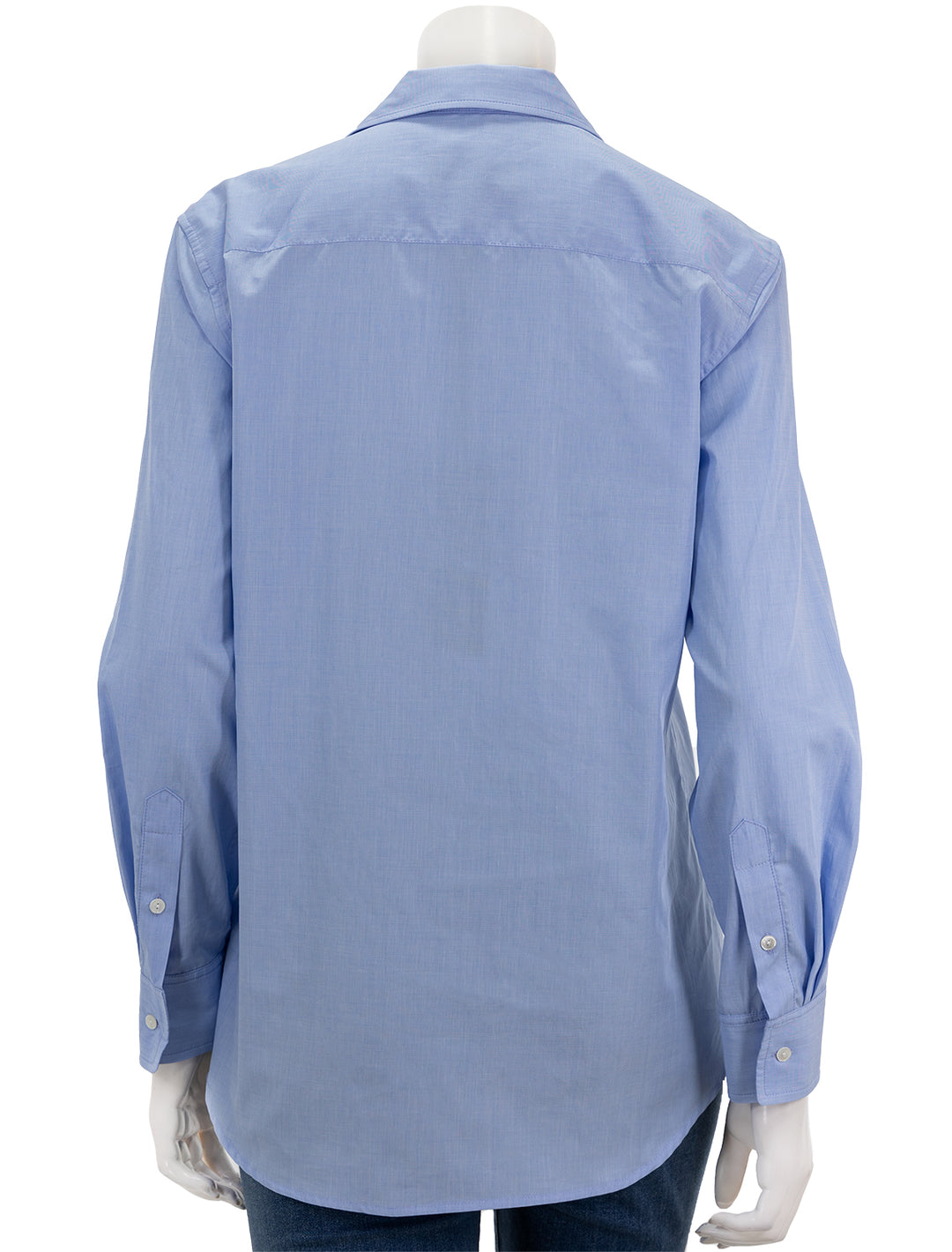 Back view of Nili Lotan's raphael classic shirt in light blue.
