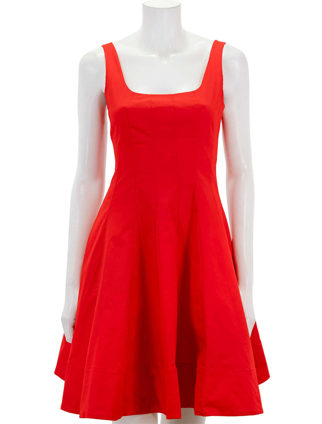 front view of mini wells dress in red rose