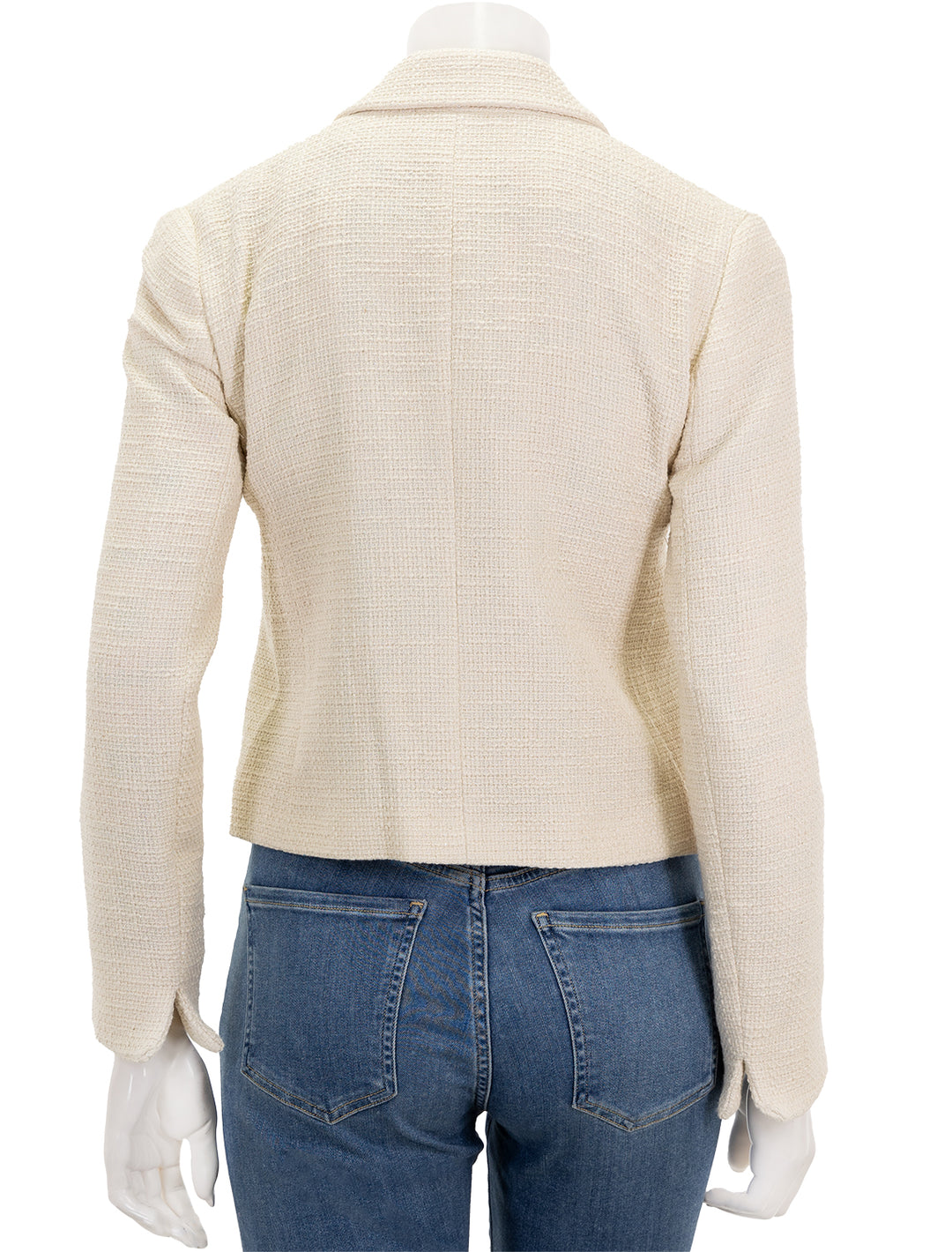 Back view of Vilagallo's imma jacket in ivory.