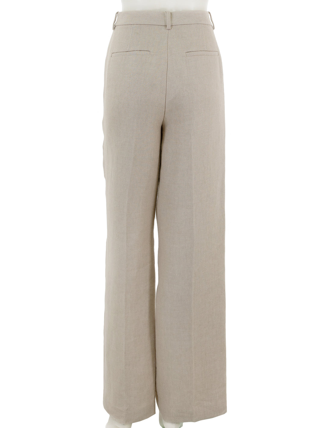 Back view of Theory's clean trouser in straw basketweave linen.