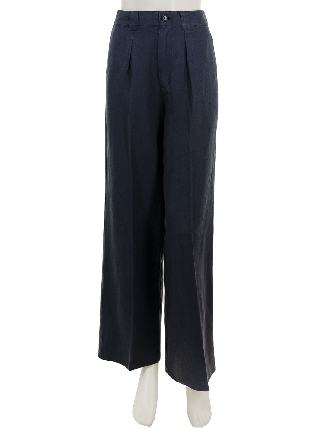 Front view of Alex Mill's madeline twill pleated trouser in washed black.