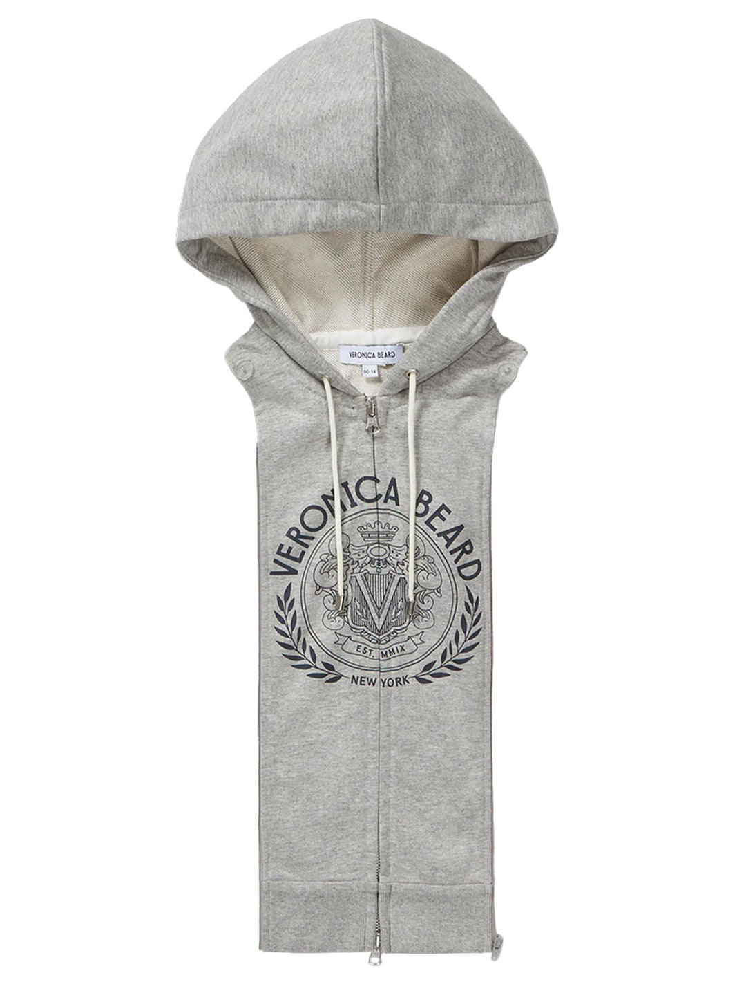 Front view of Veronica Beard's wazen hoodie dickey in heather grey.