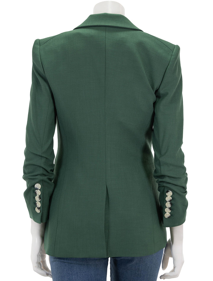 Back view of Veronica Beard's battista dickey jacket in forest.