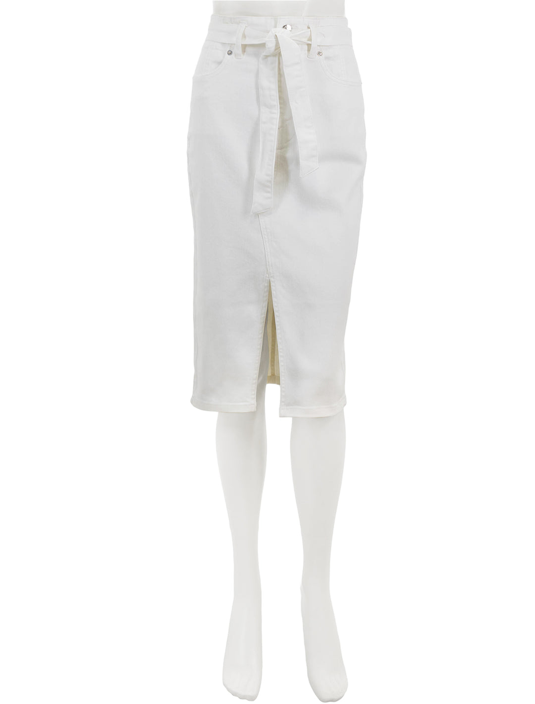 Front view of Veronica Beard's nazia jean skirt in white.