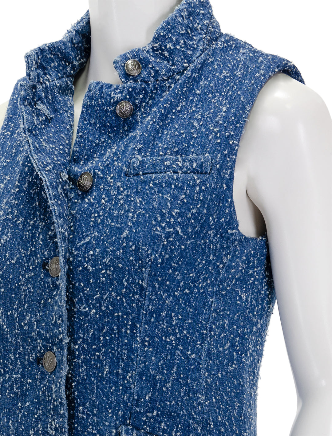Close-up view of rag & bone's slade vest in midtweed.