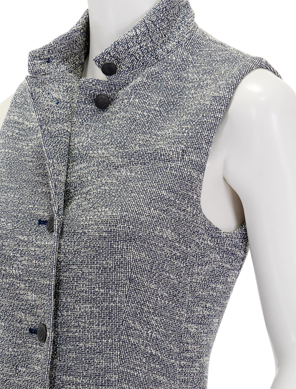 Close-up view of Rag & Bone's slade italian tweed vest dress.