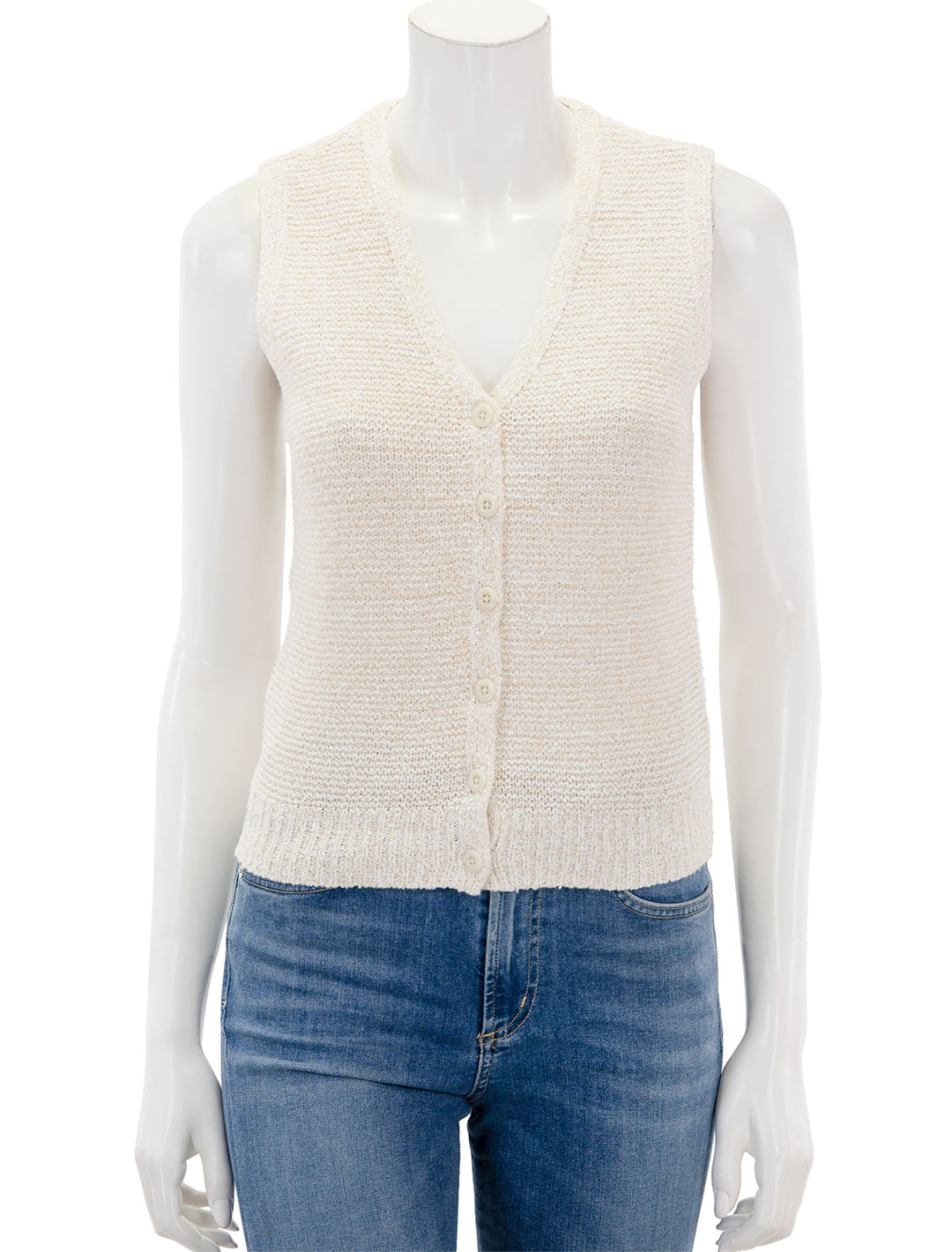 Front view of Rag & Bone's jackie sweater vest in ivory.