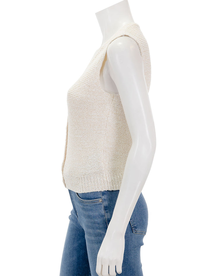 Side view of Rag & Bone's jackie sweater vest in ivory.