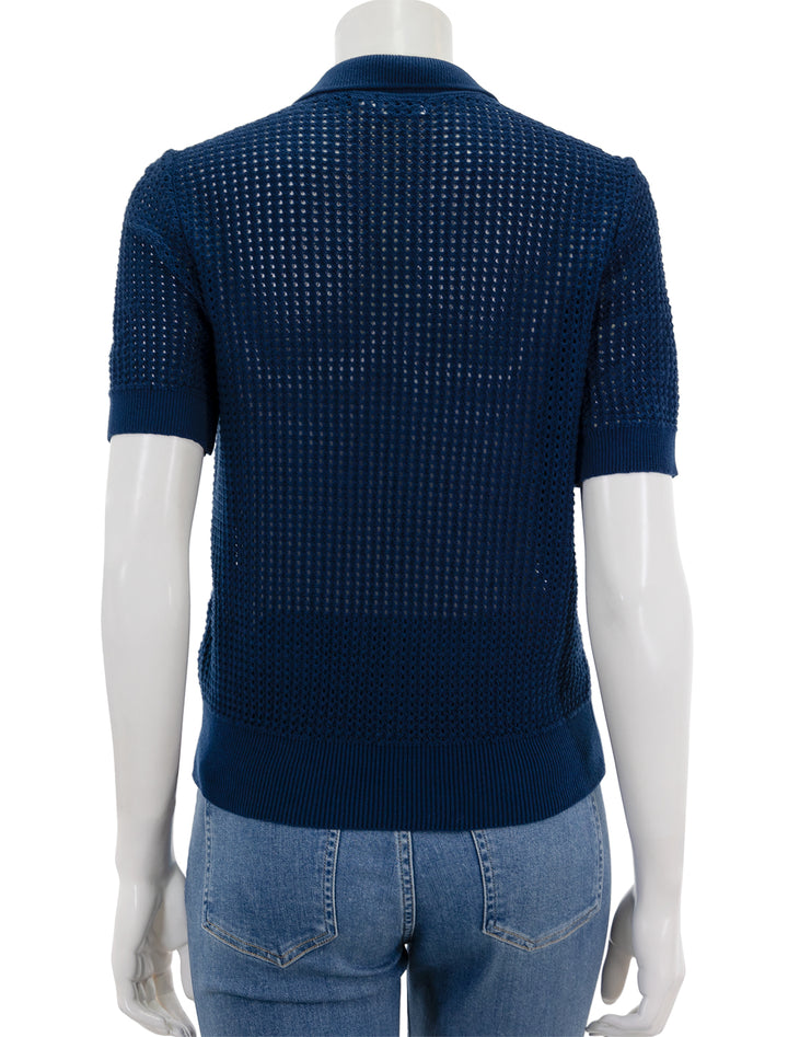 Back view of Clare V.'s augustine polo in cobalt.