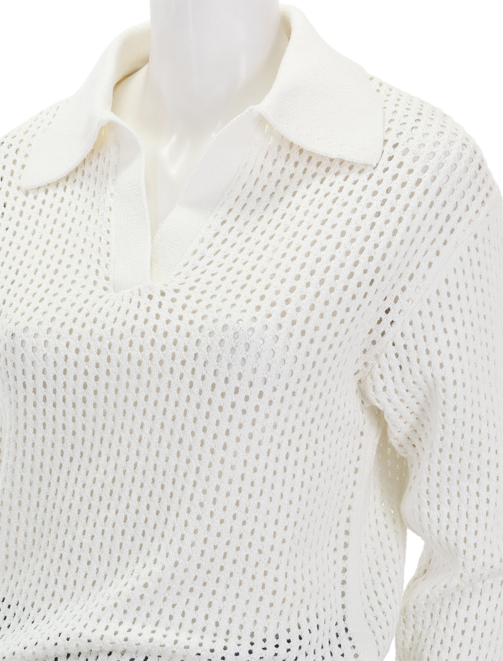 Close-up view of Suncoo Paris' Pabloni Polo Sweater in Blanc.