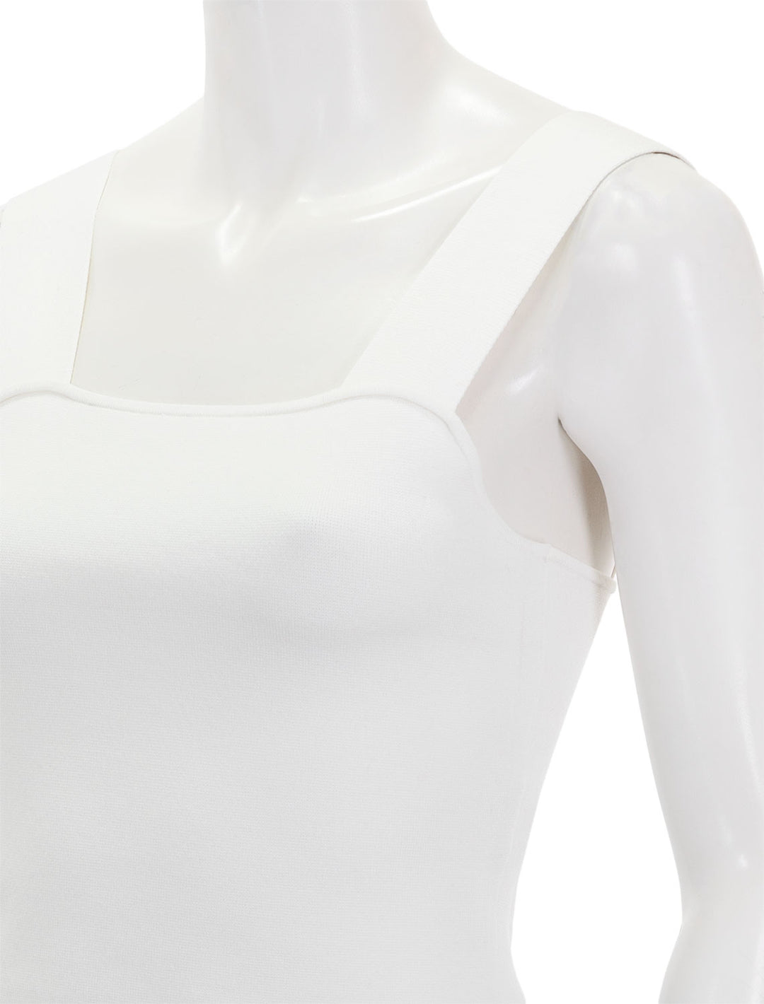 Close-up view of Lilla P.'s cropped tank in white.
