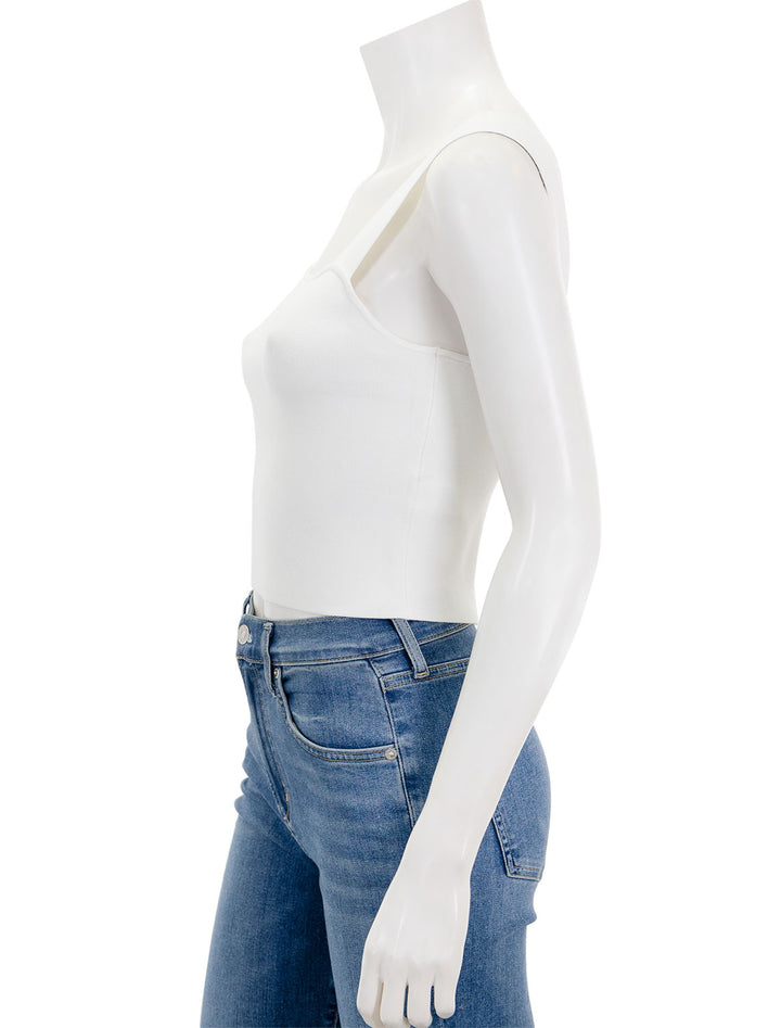 Side view of Lilla P.'s cropped tank in white.