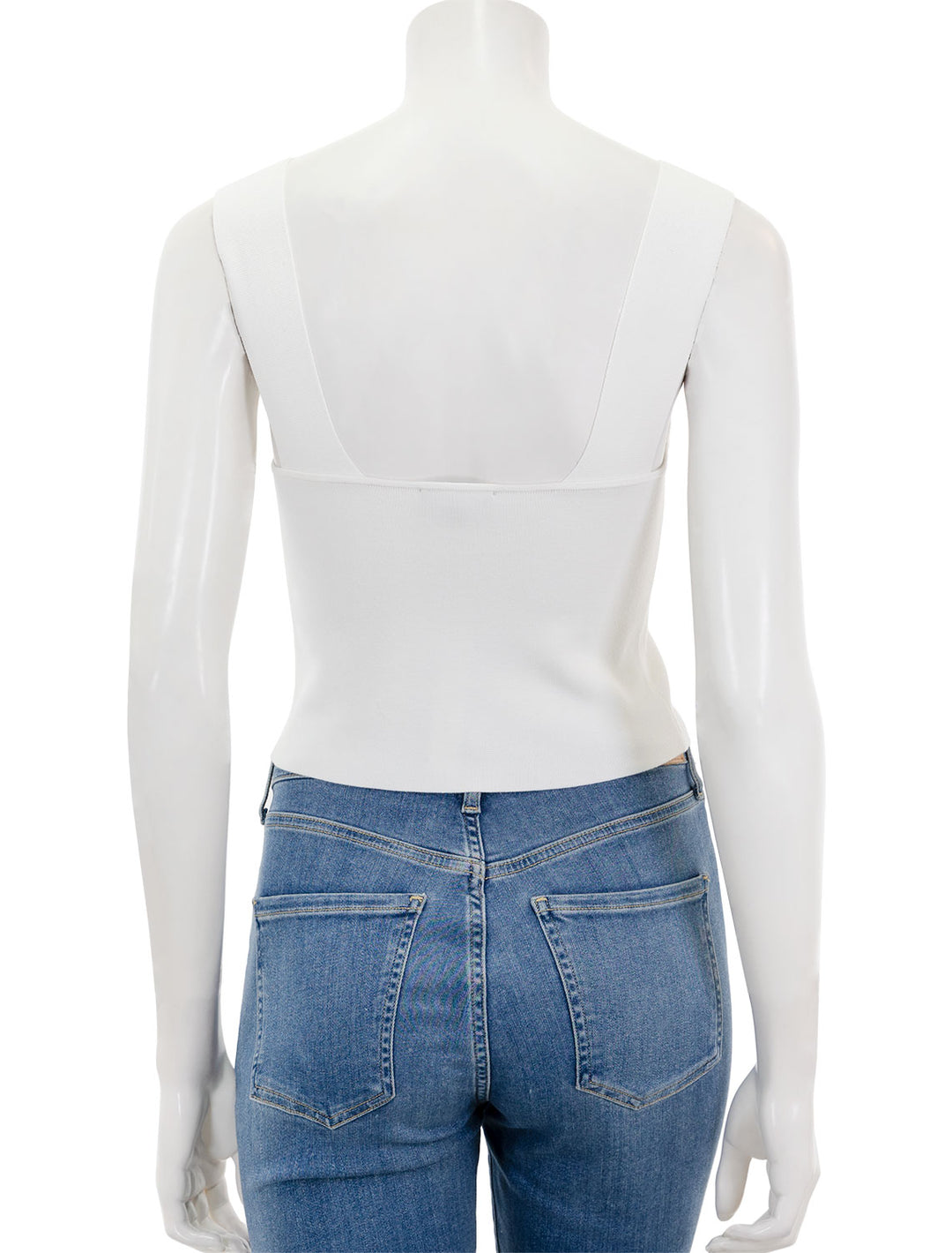 Back view of Lilla P.'s cropped tank in white.