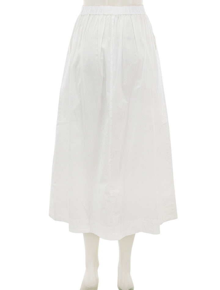 Back view of Lilla P.'s button front long skirt in white.