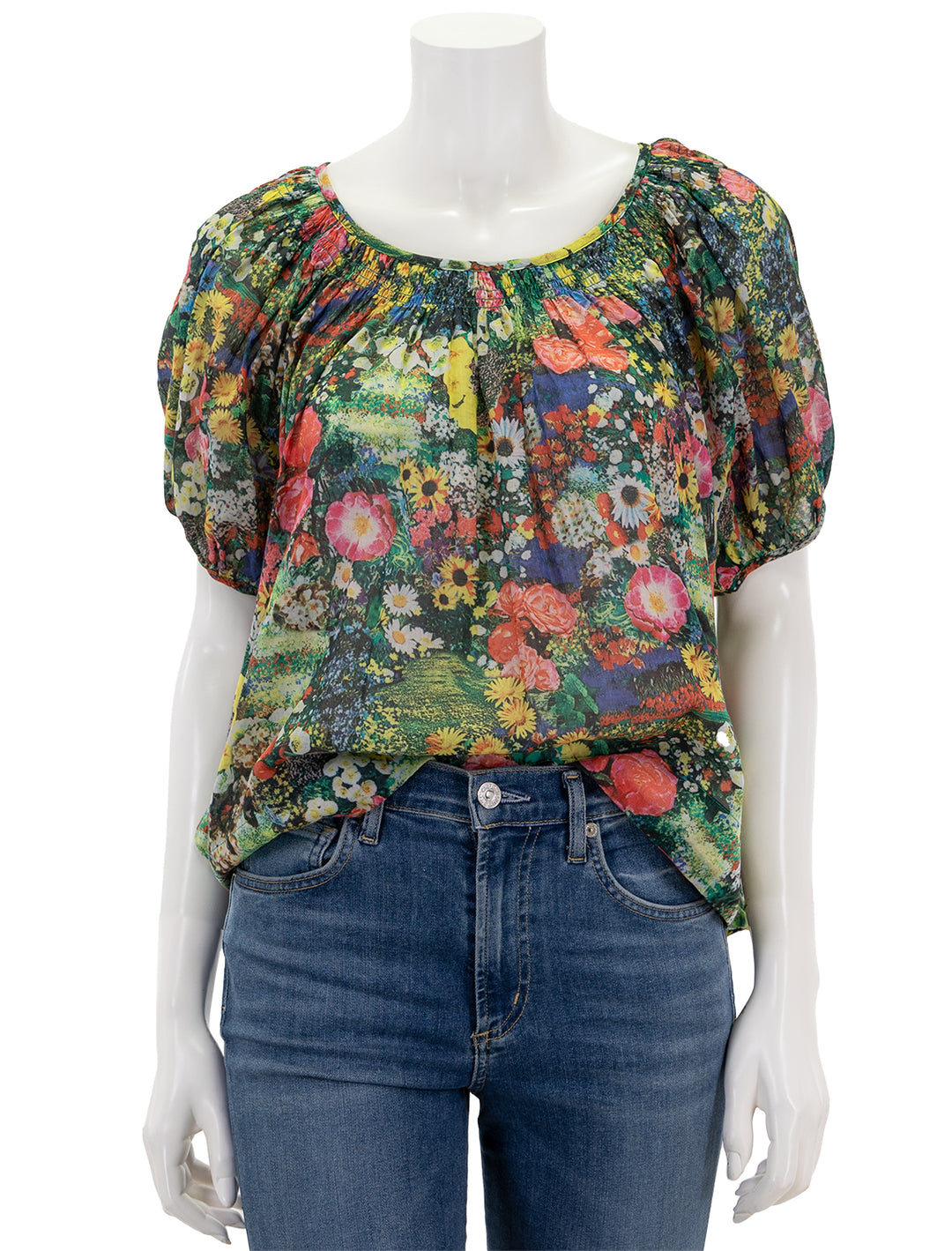 Front view of MOTHER's the garden party peasant top in pretty as a picture.