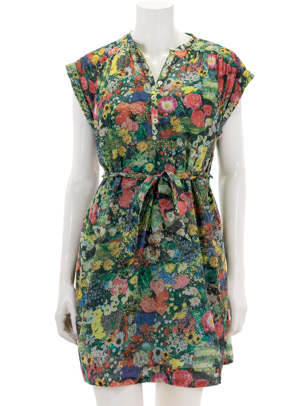 Front view of MOTHER's the slow ride shirt dress in pretty as a picture.