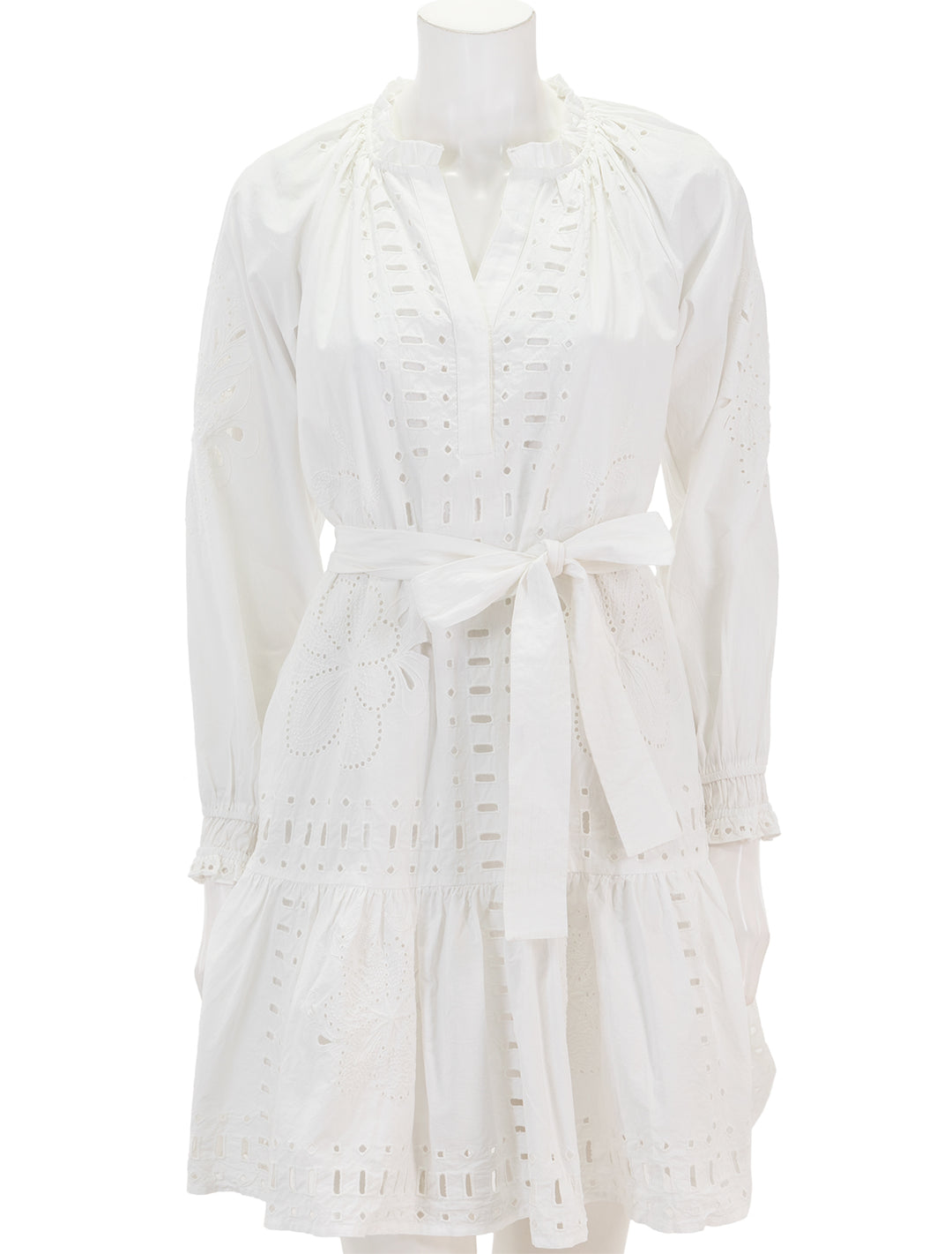Front view of Rails' saylor dress in white eyelet.