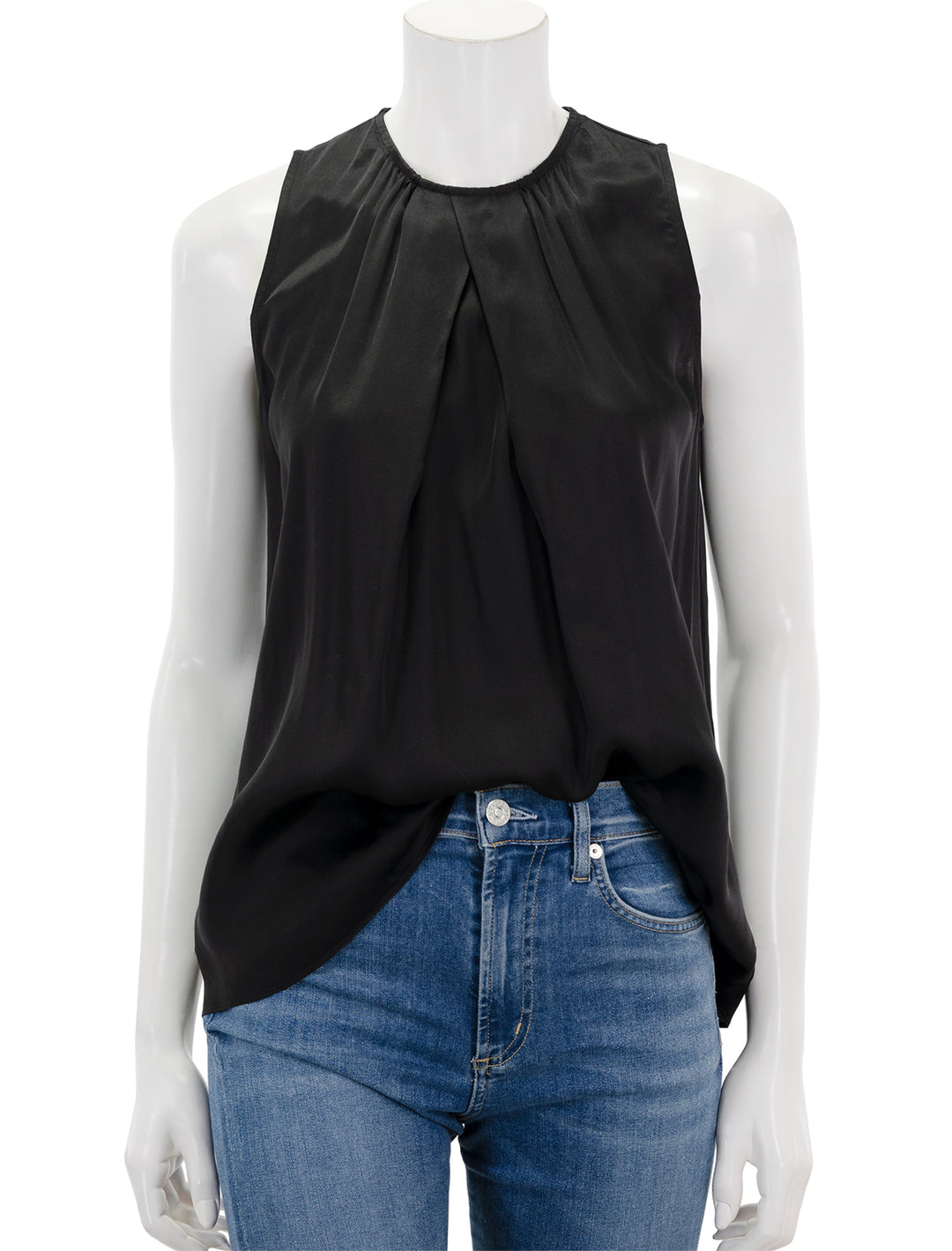 Front view of Saint Art's sadie sleeveless blouse in black.