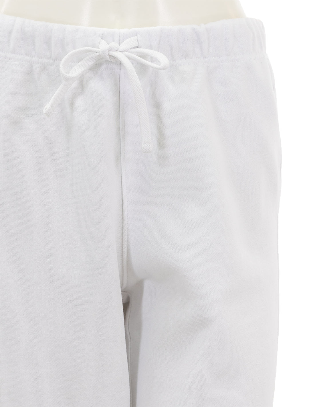 Close-up view of Splendid's cassie terry pant in white.
