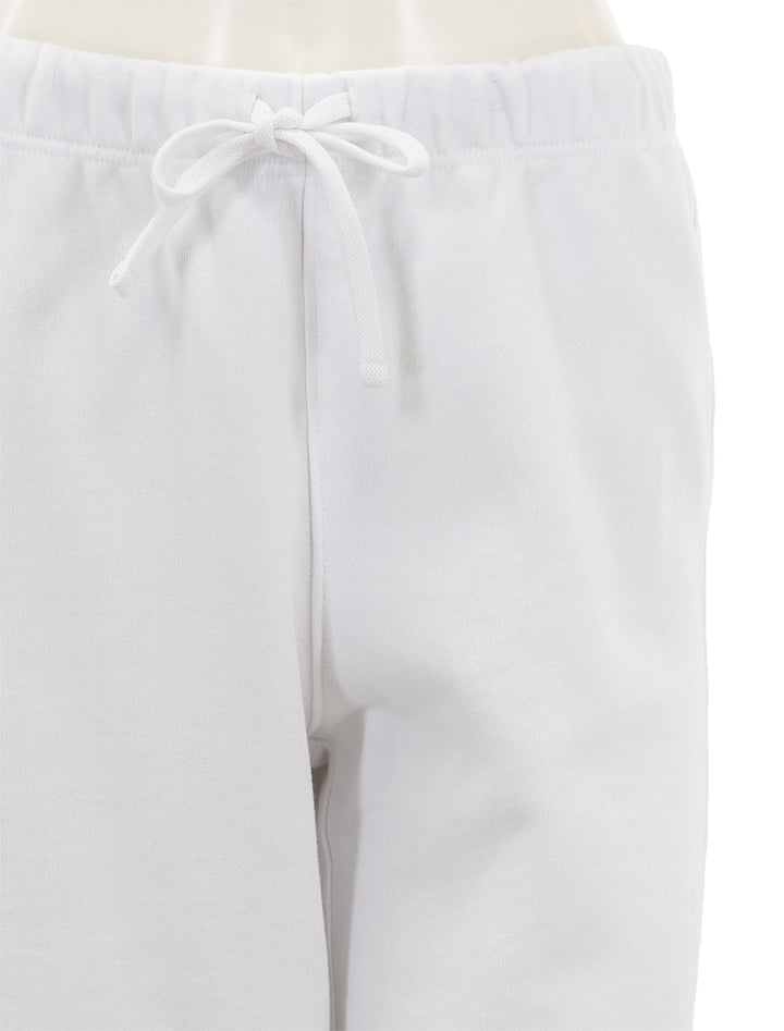 Close-up view of Splendid's cassie terry pant in white.