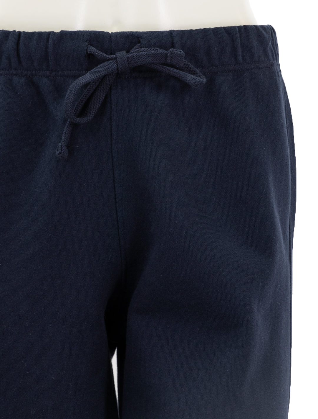 Close-up view of Splendid's cassie terry pant in navy.