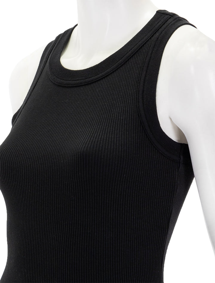 Close-up view of Citizens of Humanity's isabel rib tank in black.