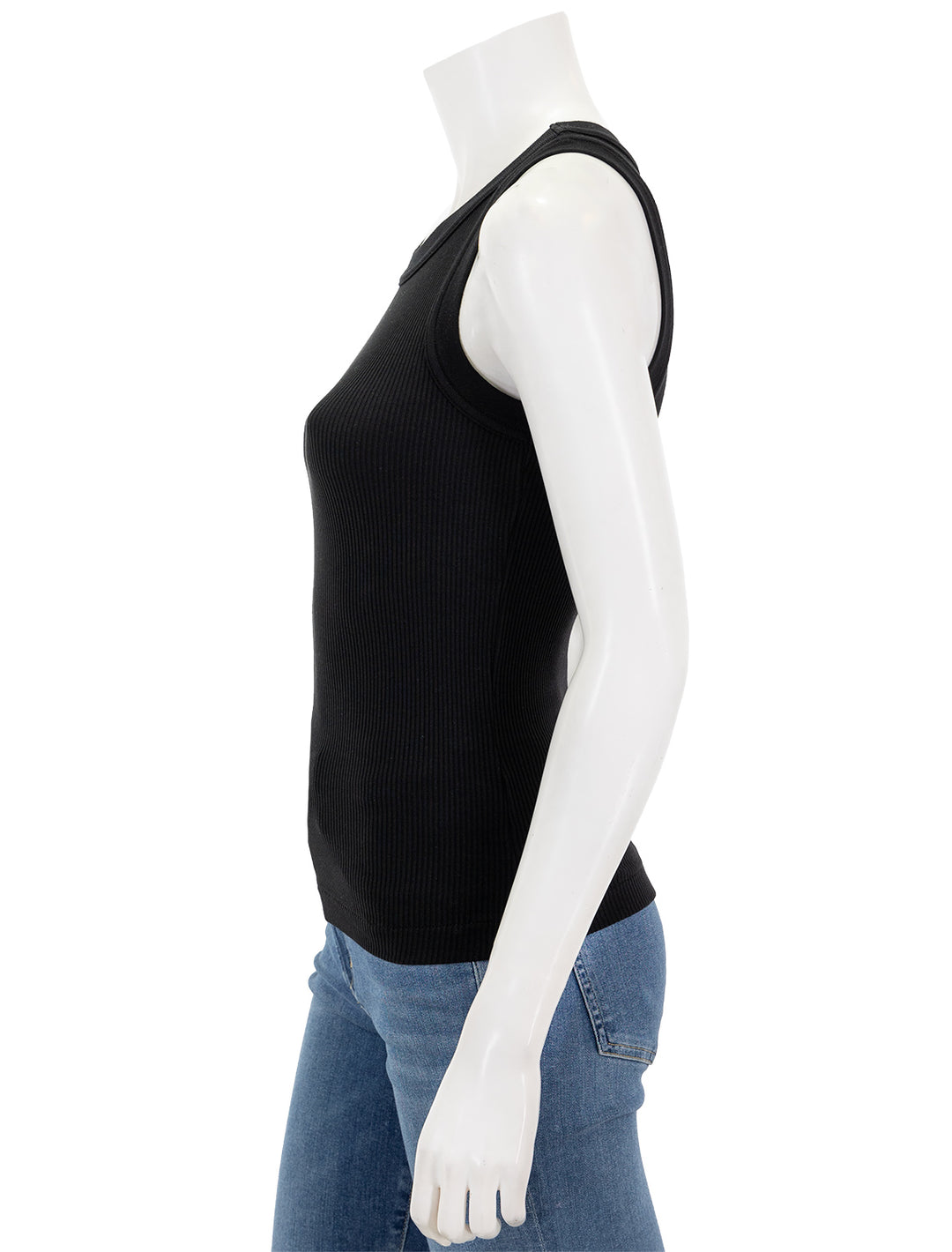Side view of Citizens of Humanity's isabel rib tank in black.
