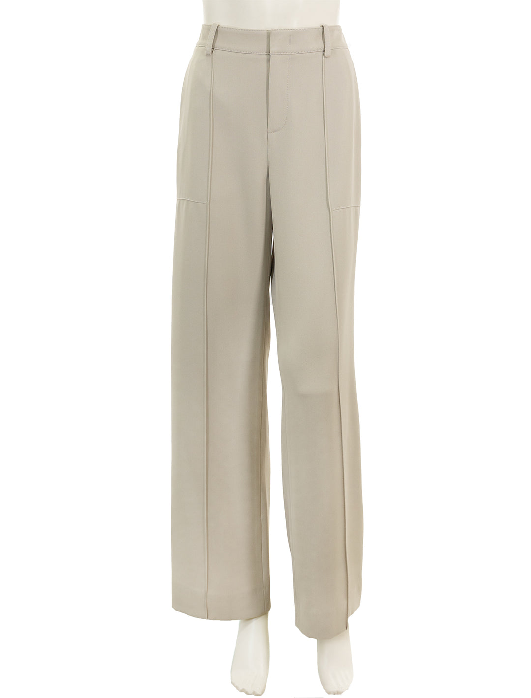 Front view of Vince's crepe wide leg utility pant in sepia.