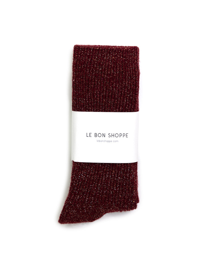 winter sparkle socks in wine