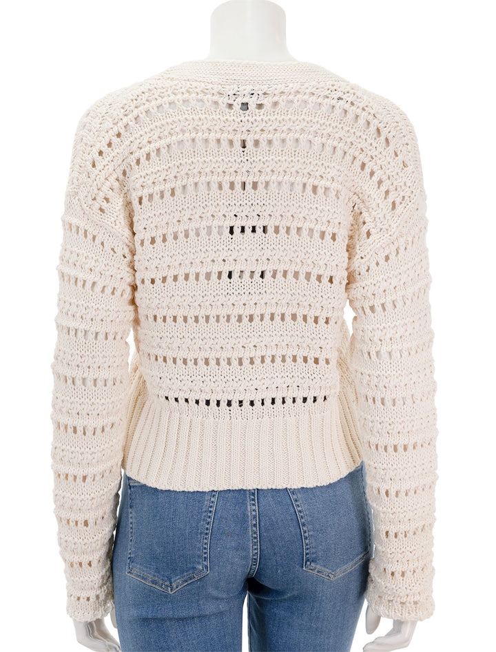 Back view of Line's brynne cardigan in plage blanche.