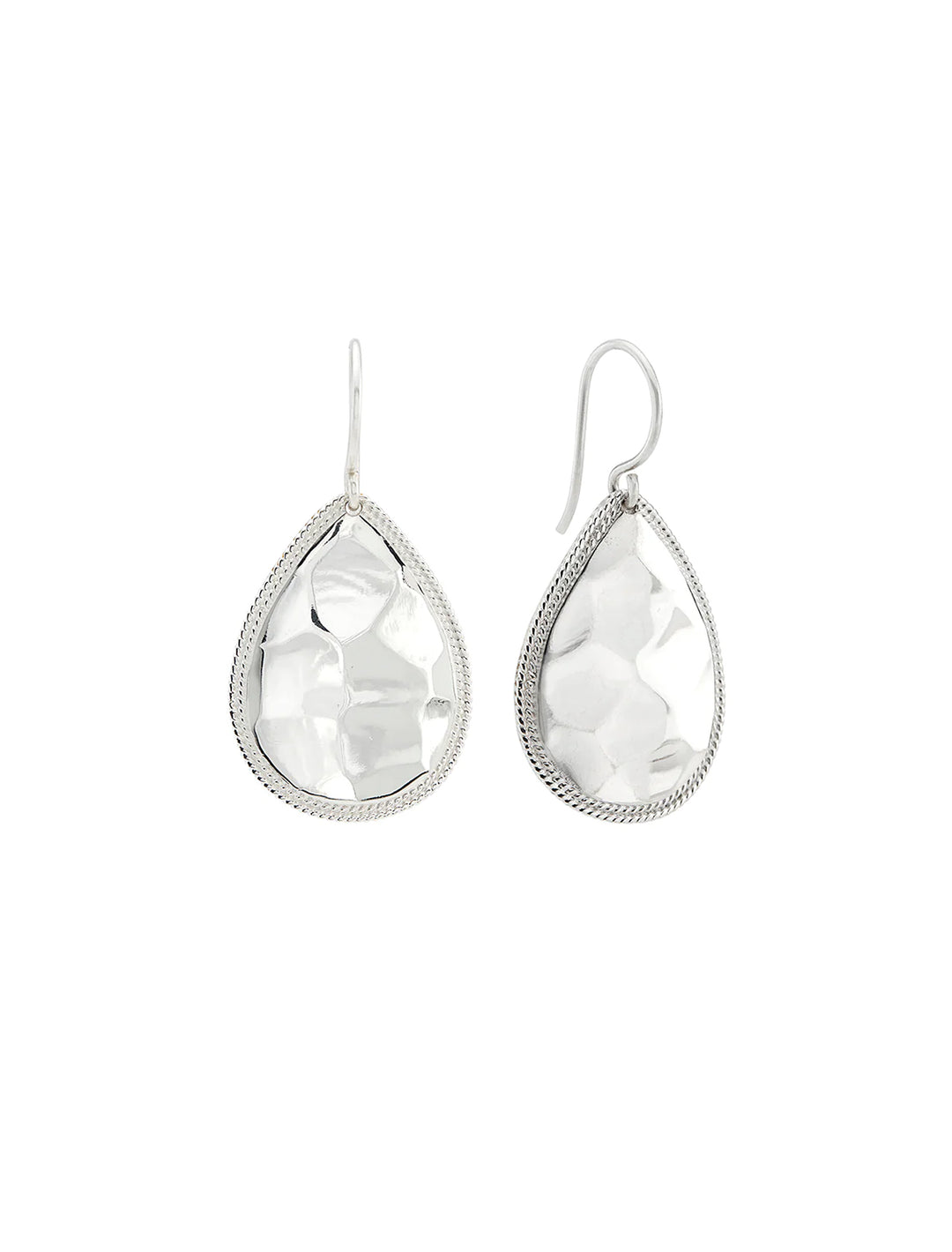 medium hammered teardrop earrings in silver