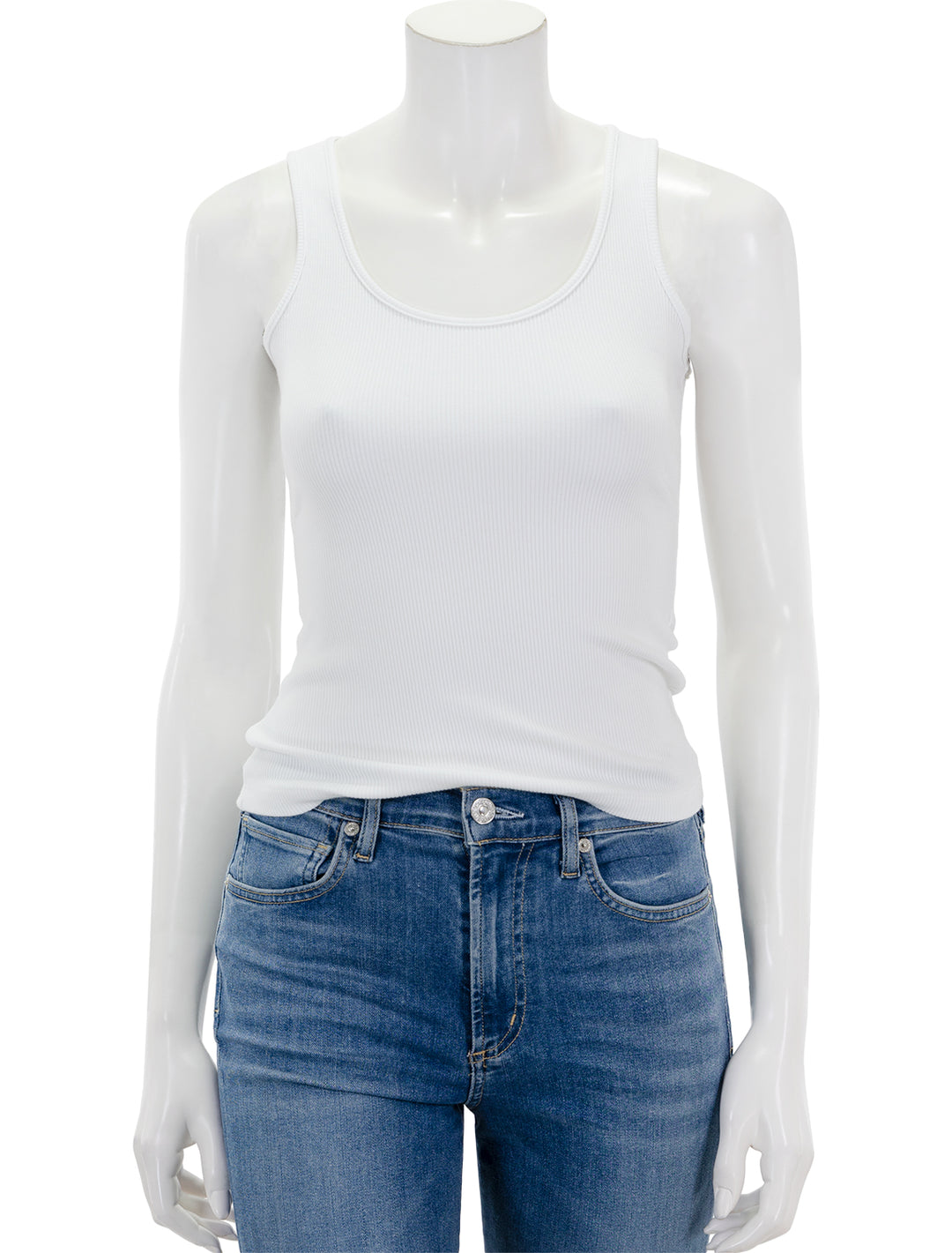 Front view of L'agence's adira scoop neck tank in white
