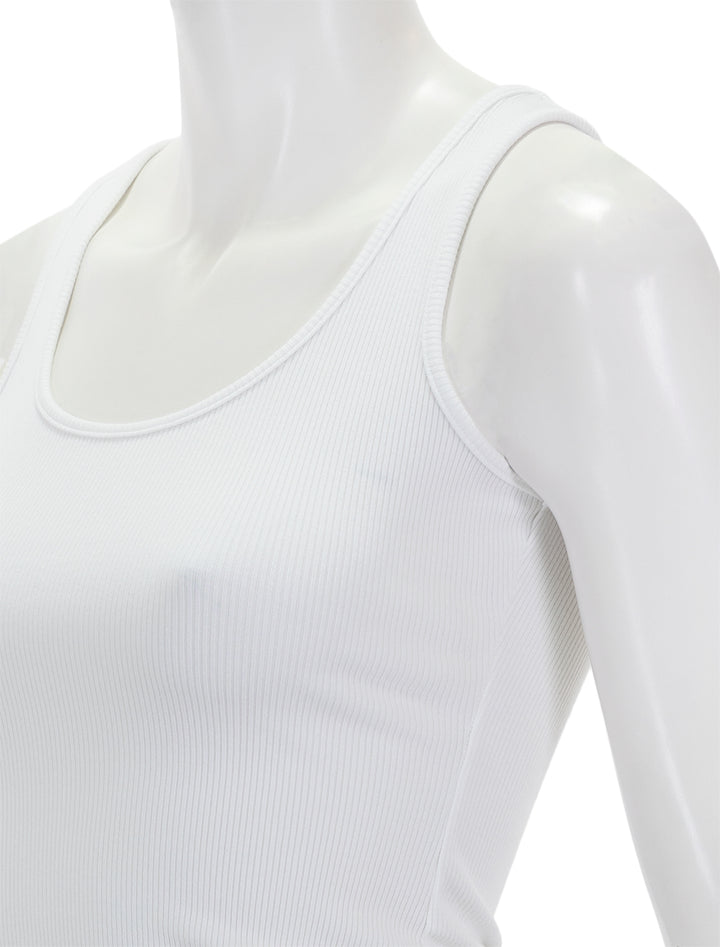 Close-up view of L'agence's adira scoop neck tank in white
