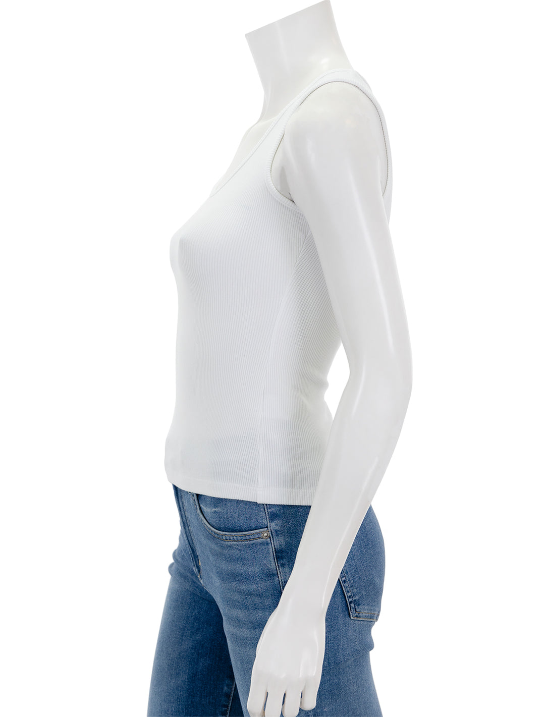 Side view of L'agence's adira scoop neck tank in white