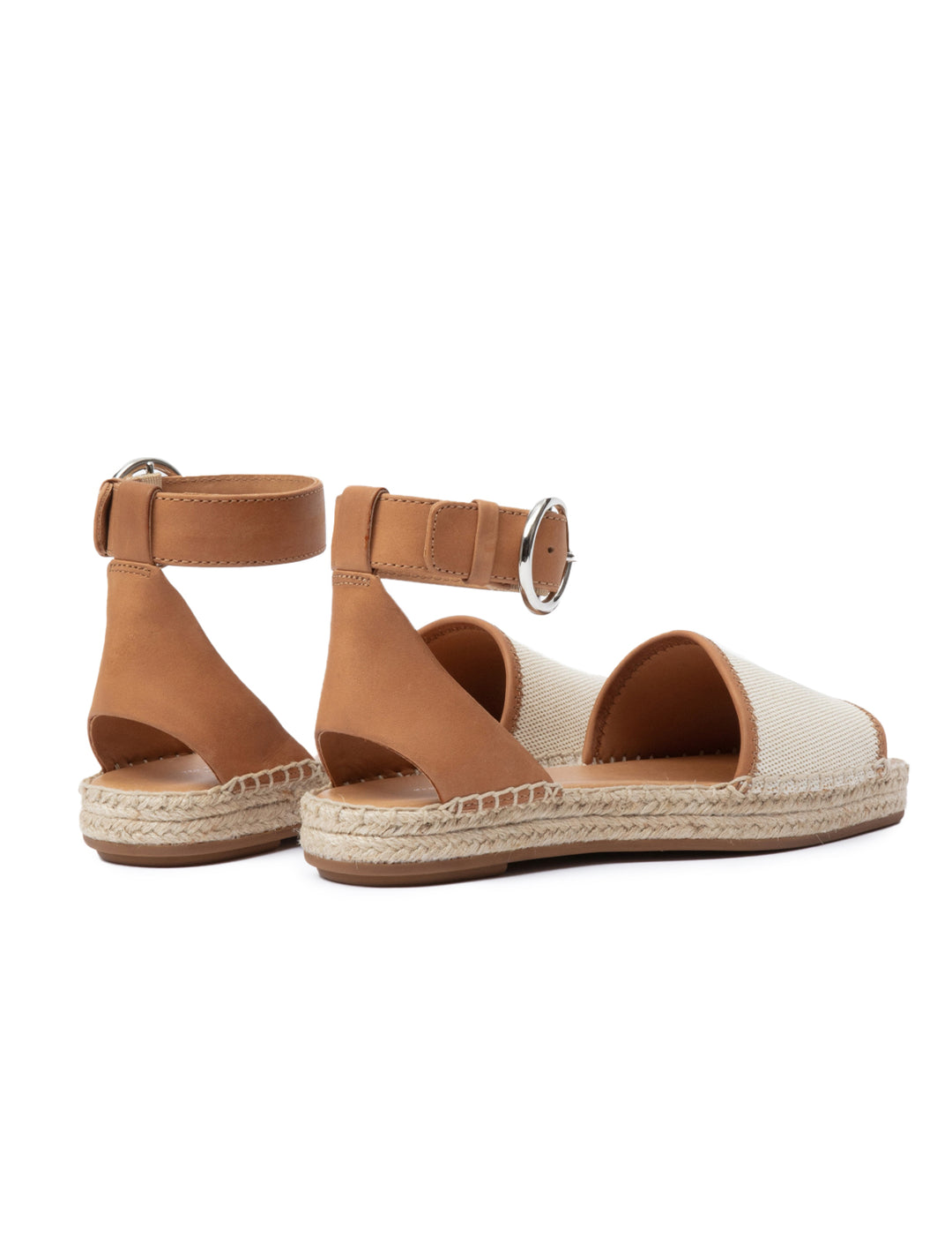 Back angle view of Rag & Bone's anteros peep toe espadrille in natural.