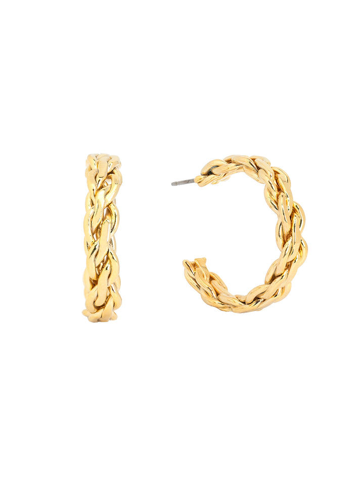 Front view of AV Max's Triple Twist Hoops in Gold.