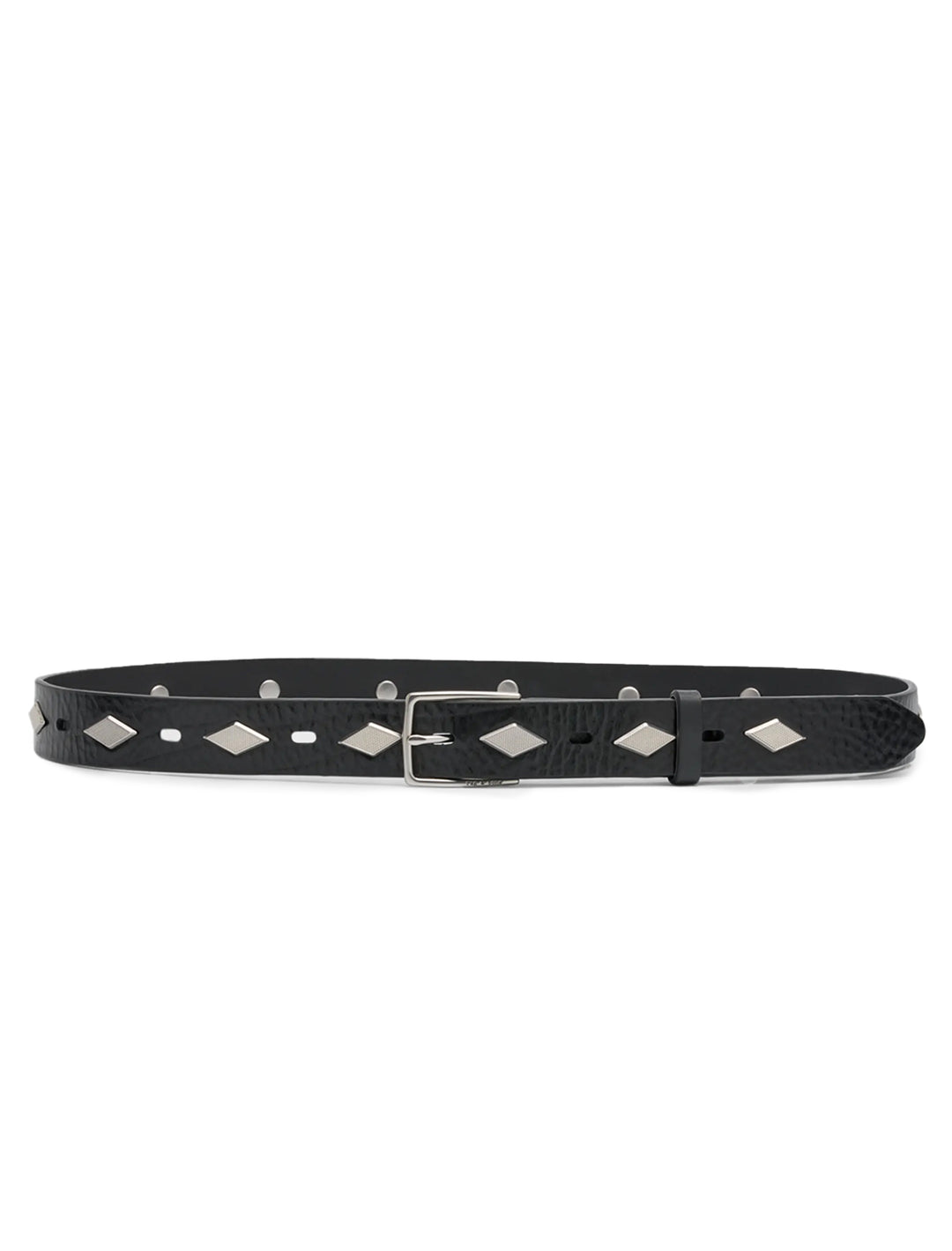 Front view of Rag & Bone's colin studded belt in black.
