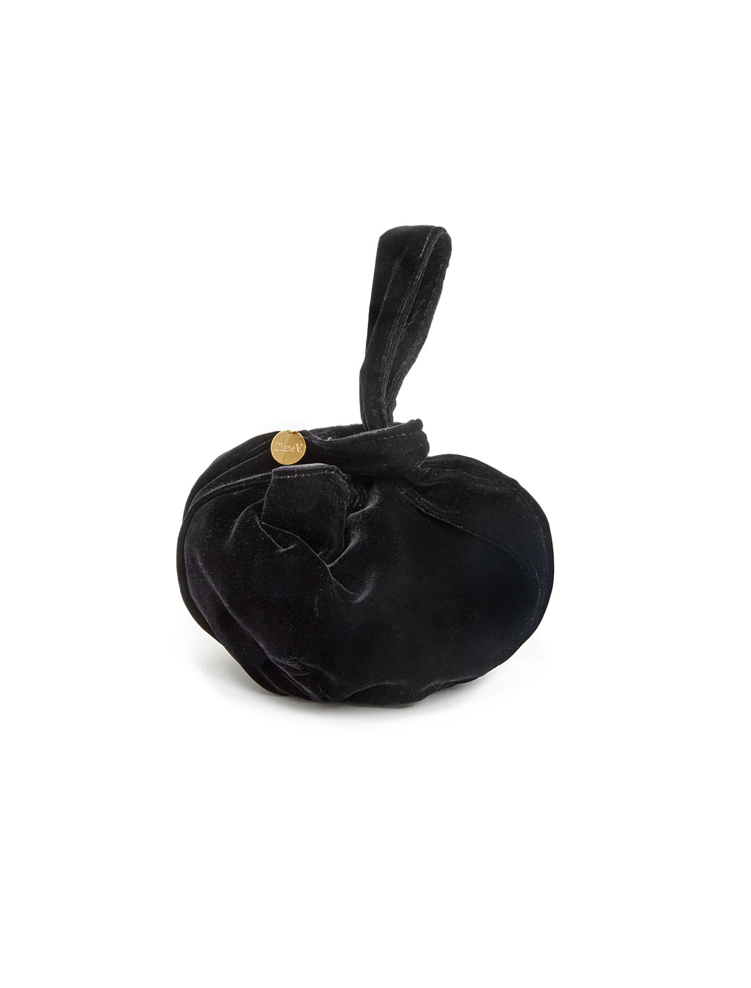 Front view of Clare V.'s chou chou evening bag in black velvet.