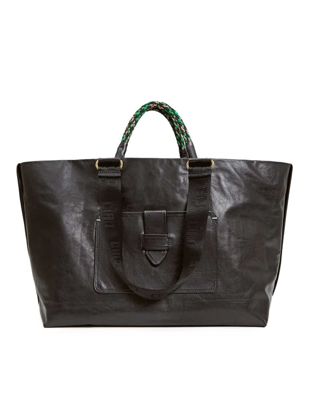 Front view of Clare V.'s grande bateau tote in black new look.