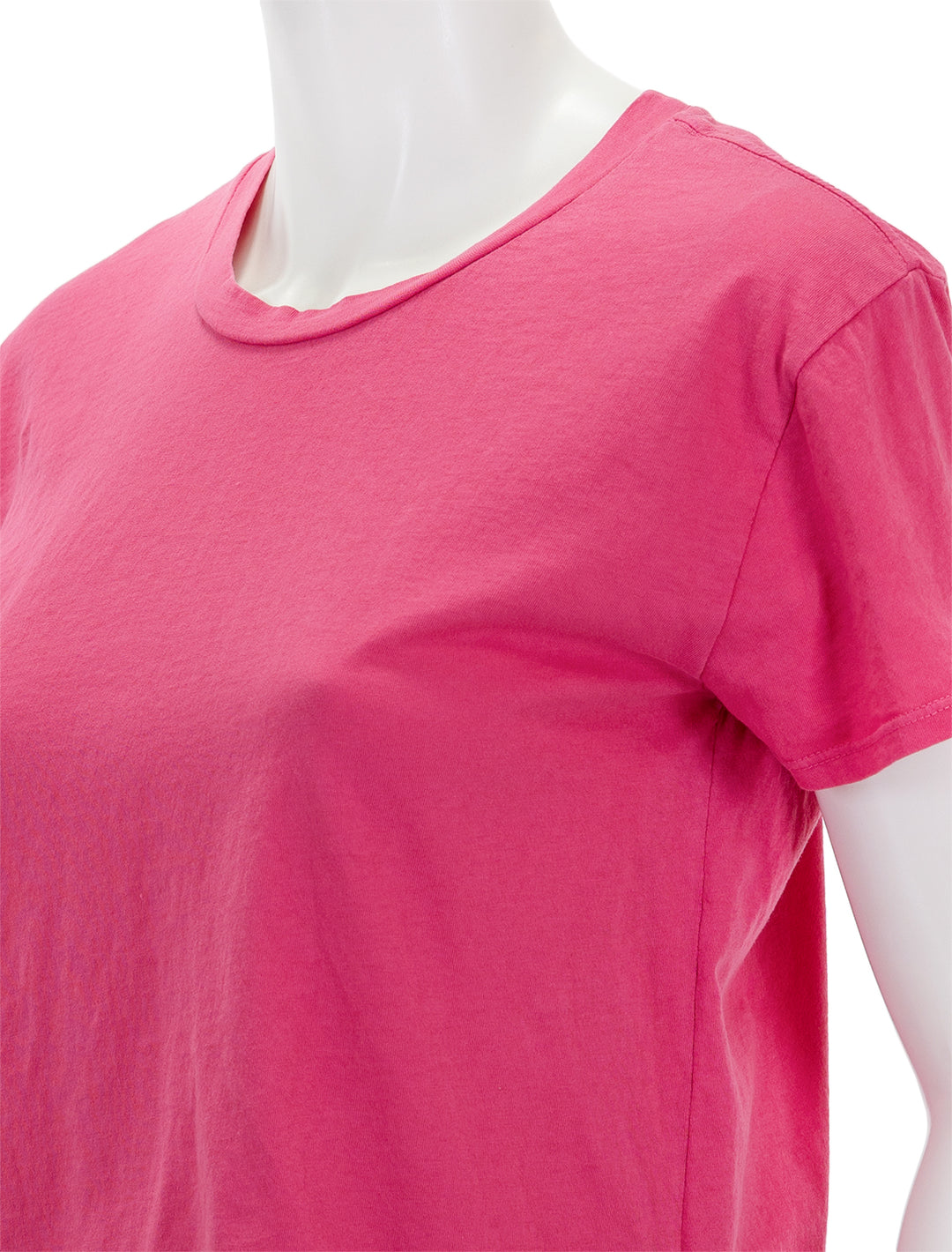 Close-up view of Perfectwhitetee's harley tee in peony.