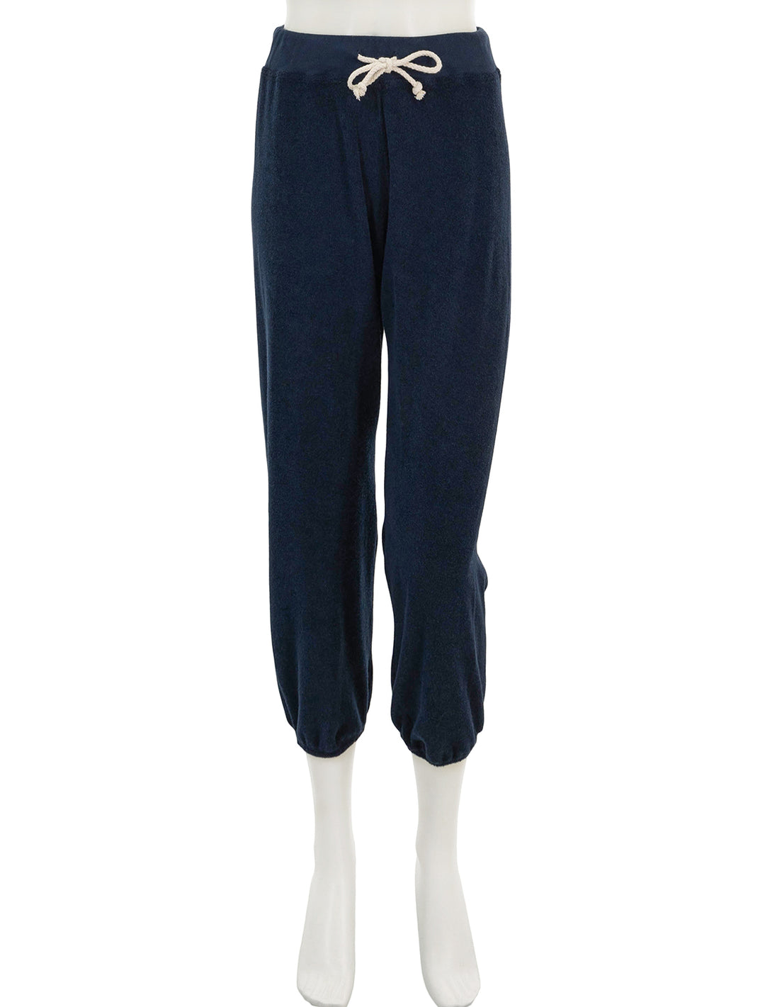 Front view of Perfectwhitetee's gogo terry jogger in navy.