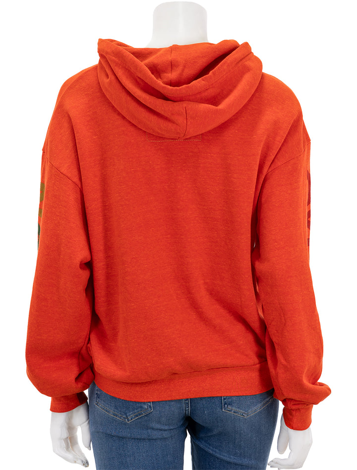Back view of Aviator Nation's aviator nation pullover hoodie in orange.