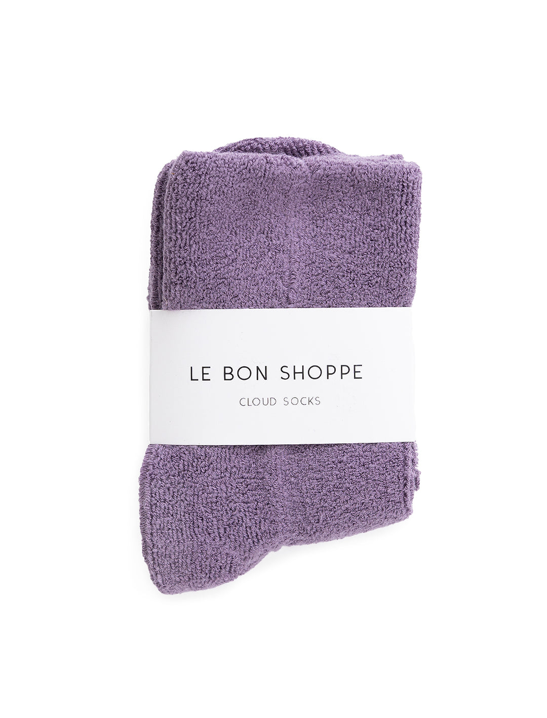 Front view of Le Bon Shoppe's cloud socks in plum.