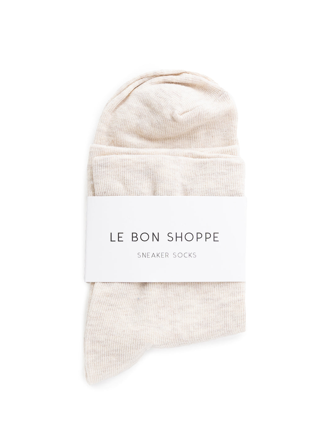 Overhead view of Le Bon Shoppe's sneaker socks in oatmeal.