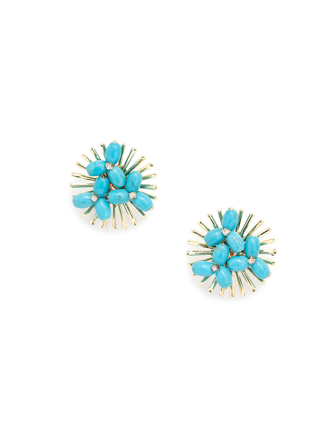 Front view of St. Armands' turquoise sunburst statement earring.