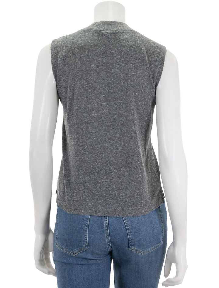 Back view of Perfectwhitetee's margot tee in heather grey.
