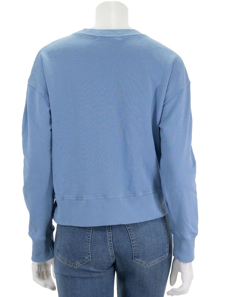 Back view of Perfectwhitetee's tyler sweatshirt in caroline blue.